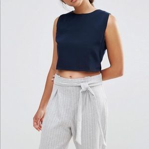 Navy Structured Crop Top